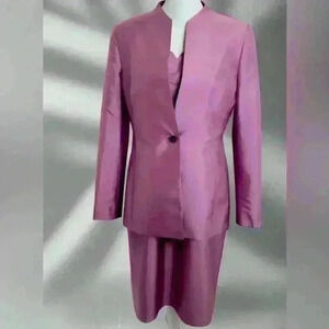 100 % Silk Vintage Rena Rowan Dress Suit, Dress size 8, Blazer size 4.